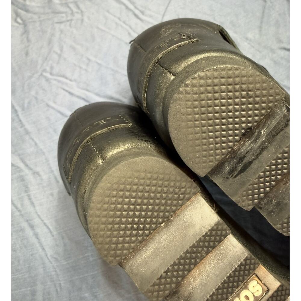 Sorel Joanie Wedge Sandals Size 7.5 Black Leather Open Toe - Picture 7 of 7